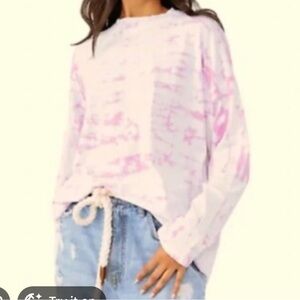 Free People Pastel Pink Tie-Dye Long Sleeve Top